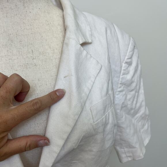 EUDON CHOI Women's Short Sleeve Linen Blazer Size 10 In Off-White - Picture 5 of 11